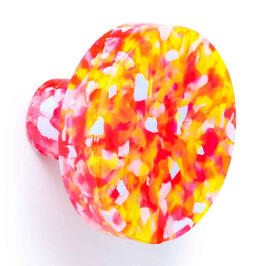 Wandknop fluor geel/roze